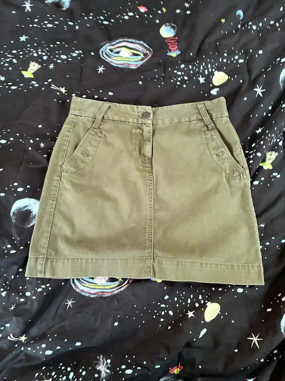 J. Crew Classic Twill Chino Olive Green Utility Mini Skirt Size 2